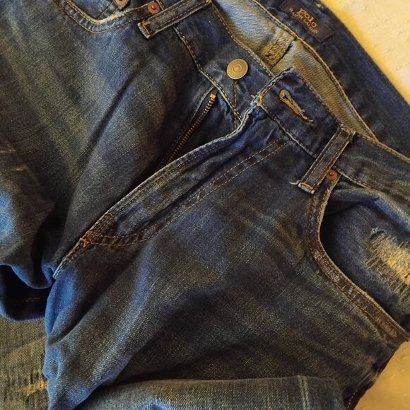 Polo Ralph Lauren jeans - medium dark blue  distressed jeans - size 32 x 30 - Picture 4 of 5